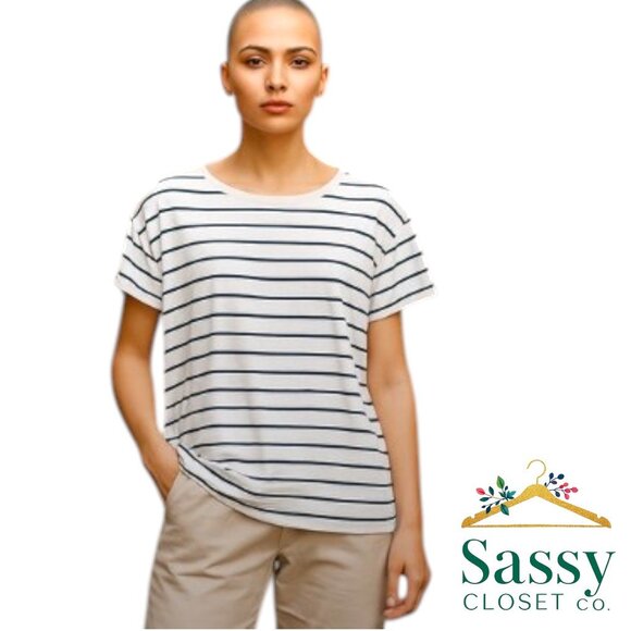 78& SUNNY– Buttery Soft Striped Black/White, Sz L, EUC - Picture 1 of 5